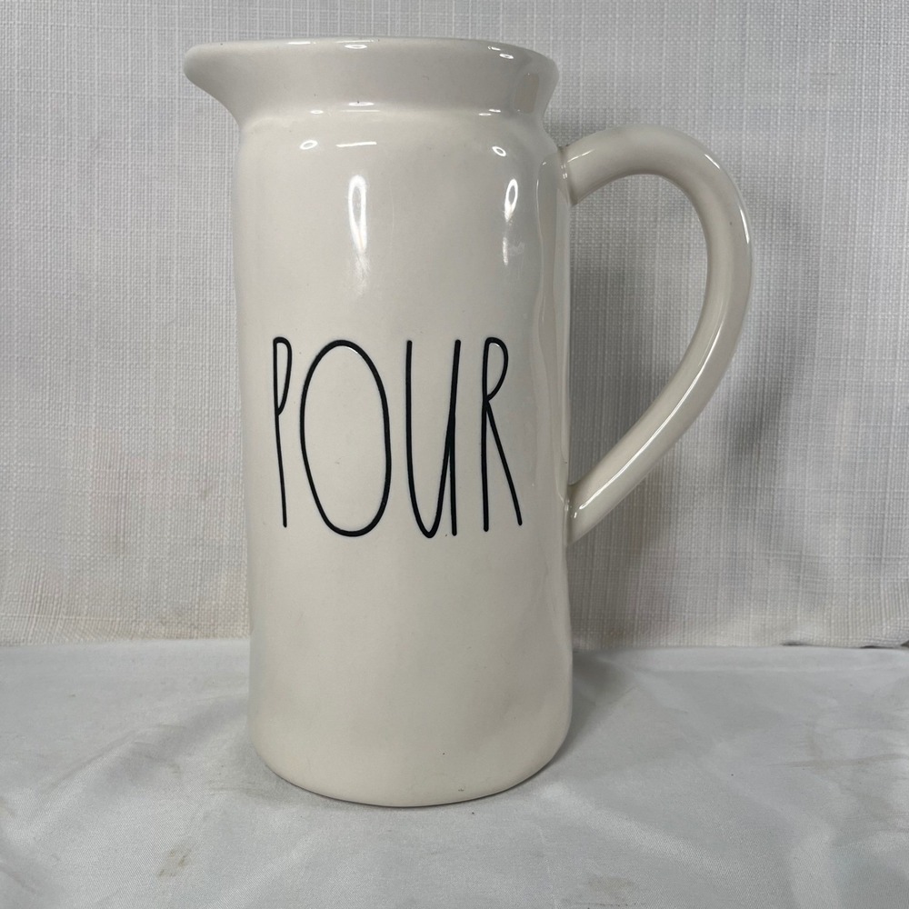 Rae Dunn POUR Pitcher Artisan Collection Magenta Ivory Ceramic Farmhouse Decor